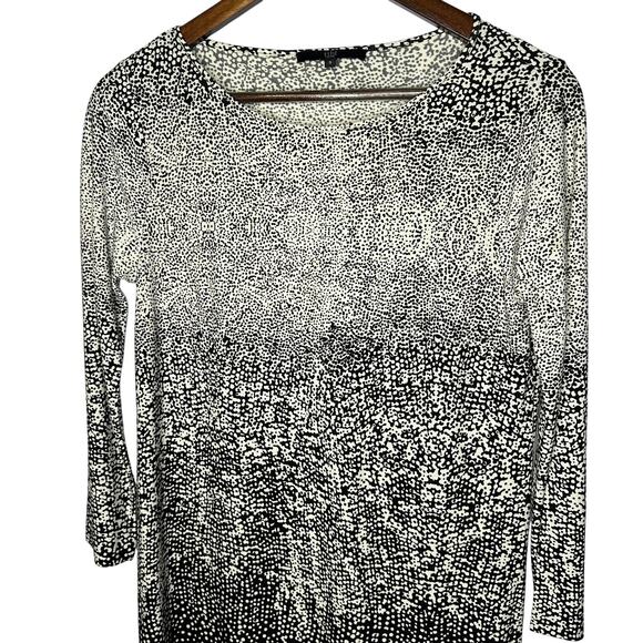 Tibi Ombre Splotched Polka Dot Shift Black White Small Semi Formal 3/4 Sleeve - Picture 2 of 6